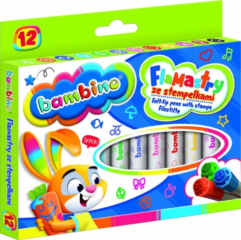 BAMBINO Flamastry ze stempelkami 12 kolorów BAMBINO Flamastry ze stempelkami 12 kolorów
