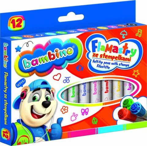 BAMBINO Flamastry ze stempelkami 12 kolorów BAMBINO Flamastry ze stempelkami 12 kolorów