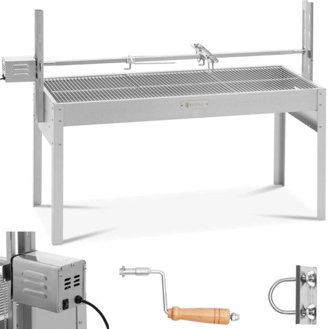 Grill węglowy z rożnem obrotowym elektrycznym do pieczenia prosiaka 13 W 40 kg 127 cm Grill węglowy z rożnem obrotowym elektrycznym do pieczenia prosiaka 13 W 40 kg 127 cm