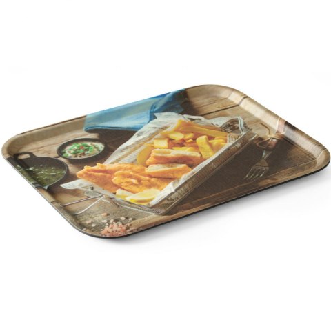 Taca antypoślizgowa do serwowania tasty fish & chips 330 x 430 mm - Hendi 508022 Taca antypoślizgowa do serwowania tasty fish & chips 330 x 430 mm - Hendi 508022