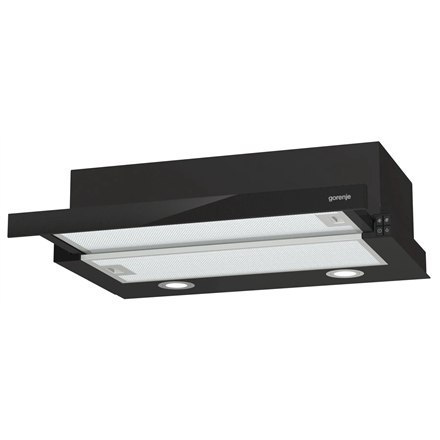 Gorenje Hood TH62E4BG Telescopic, Energy efficiency class C, Width 60 cm, 450 m³/h, Mechanical control, LED, Black Gorenje Hood TH62E4BG Telescopic, Energy efficiency class C, Width 60 cm, 450 m³/h, Mechanical control, LED, Black
