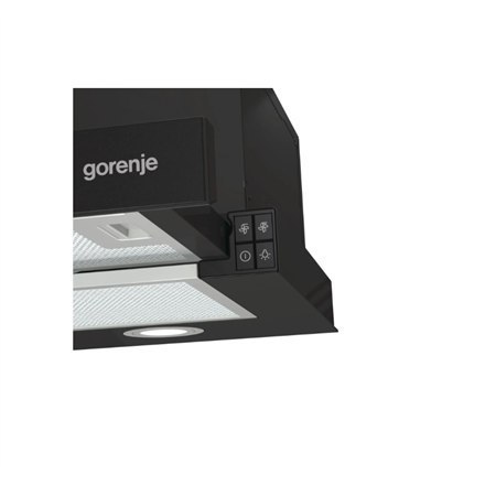 Gorenje Hood TH62E4BG Telescopic, Energy efficiency class C, Width 60 cm, 450 m³/h, Mechanical control, LED, Black Gorenje Hood TH62E4BG Telescopic, Energy efficiency class C, Width 60 cm, 450 m³/h, Mechanical control, LED, Black