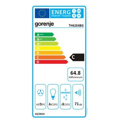 Gorenje Hood TH62E4BG Telescopic, Energy efficiency class C, Width 60 cm, 450 m³/h, Mechanical control, LED, Black Gorenje Hood TH62E4BG Telescopic, Energy efficiency class C, Width 60 cm, 450 m³/h, Mechanical control, LED, Black