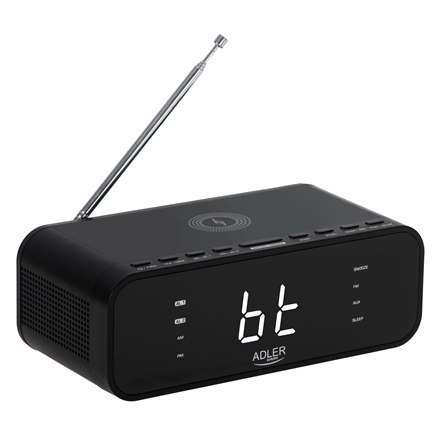 Adler Alarm Clock with Wireless Charger AD 1192B AUX in, Black, Alarm function Adler Alarm Clock with Wireless Charger AD 1192B AUX in, Black, Alarm function