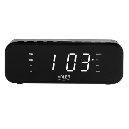 Adler Alarm Clock with Wireless Charger AD 1192B AUX in, Black, Alarm function Adler Alarm Clock with Wireless Charger AD 1192B AUX in, Black, Alarm function