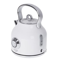 Adler Kettle with a Thermomete AD 1346w Electric, 2200 W, 1.7 L, Stainless steel, 360° rotational base, White