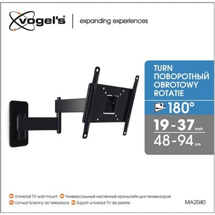 Vogels Wall mount, MA2040-A1, 19-40 ", Full motion, Maximum weight (capacity) 15 kg, VESA 100x100, 100x200, 200x100, 200x200 mm, Vogels Wall mount, MA2040-A1, 19-40 ", Full motion, Maximum weight (capacity) 15 kg, VESA 100x100, 100x200, 200x100, 200x200 mm,