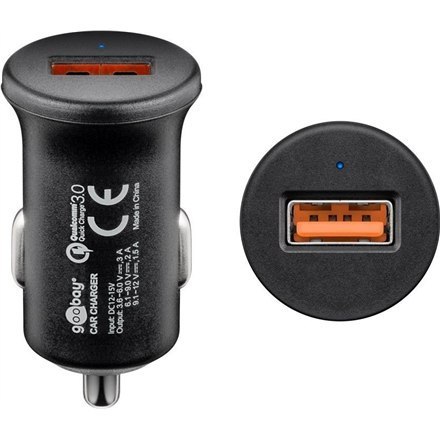 Goobay Quick Charge QC3.0 USB car fast charger USB 2.0 Female (Type A), Cigarette lighter Male Goobay Quick Charge QC3.0 USB car fast charger USB 2.0 Female (Type A), Cigarette lighter Male