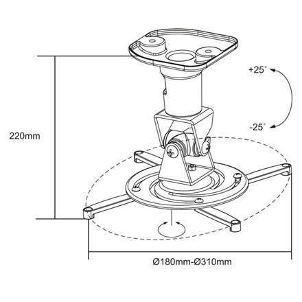 Logilink BP0003 Projector mount, ceiling, universal, 220 mm, white Logilink BP0003 Projector mount, ceiling, universal, 220 mm, white