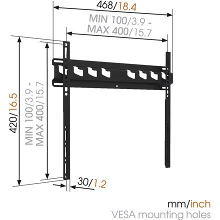 Vogels Wall mount, MA3000-A, Fixed, 32-55 ", Maximum weight (capacity) 60 kg, VESA 100-400 mm, Black Vogels Wall mount, MA3000-A, Fixed, 32-55 ", Maximum weight (capacity) 60 kg, VESA 100-400 mm, Black