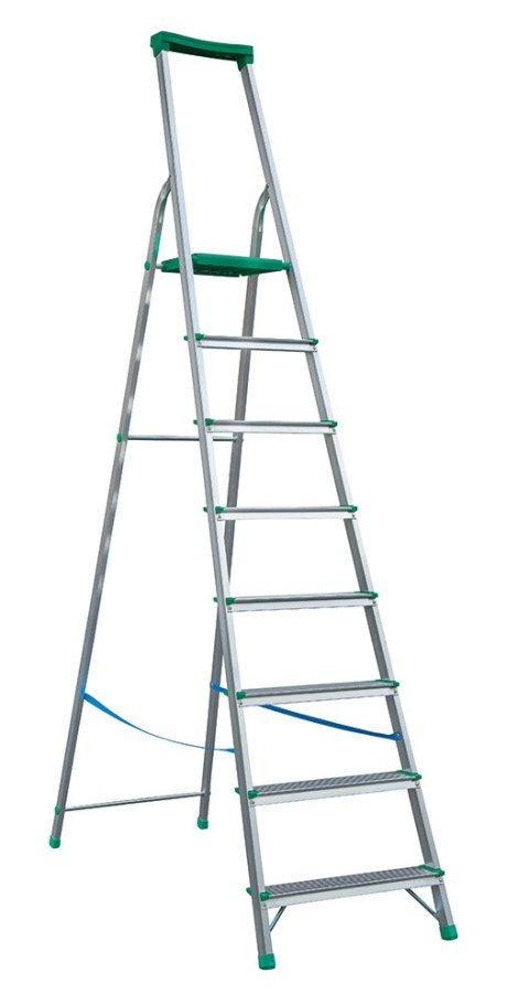DRABINA ALUMINIOWA WOLNOSTOJĄCA 252CM 7 STOPNI + PODEST DRABINA ALUMINIOWA WOLNOSTOJĄCA 252CM 7 STOPNI + PODEST