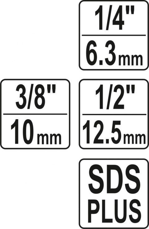 ADAPTER SDS PLUS DO NASADEK 1/4'', 3/8'', 1/2'' ADAPTER SDS PLUS DO NASADEK 1/4'', 3/8'', 1/2''