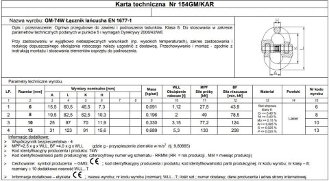 OGNIWO PRZEGUBOWE GM074-G8 10MM WLL 3.15T OGNIWO PRZEGUBOWE GM074-G8 10MM WLL 3.15T
