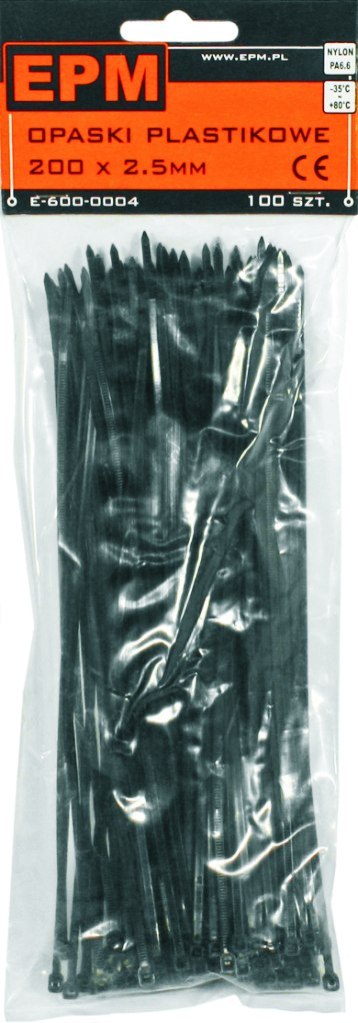 OPASKI PLASTIKOWE PA6.6 100SZT. CZARNE 430*4.8 OPASKI PLASTIKOWE PA6.6 100SZT. CZARNE 430*4.8