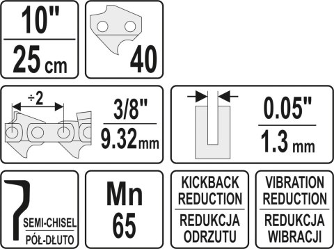 ŁAŃCUCH TNĄCY DO PILARKI 10'' 3.8'' ŁAŃCUCH TNĄCY DO PILARKI 10'' 3.8''