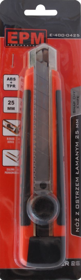 NÓŻ Z OSTRZEM ŁAMANYM 25MM RUBBER NÓŻ Z OSTRZEM ŁAMANYM 25MM RUBBER