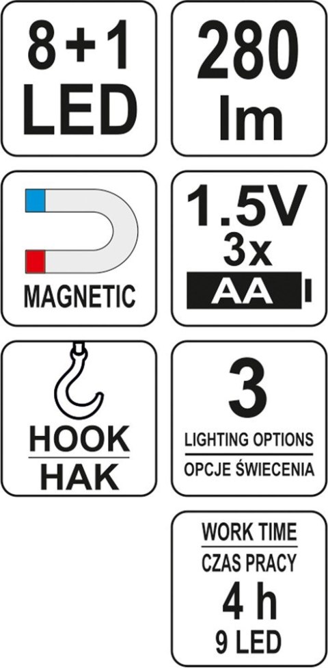 LATARKA WARSZTATOWA 2W1 LED MAGNET 3XAA LATARKA WARSZTATOWA 2W1 LED MAGNET 3XAA