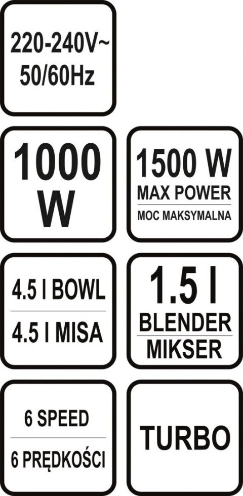 MIKSER PLANETARNY 3W1 1000W 4.5L CZARNY MIKSER PLANETARNY 3W1 1000W 4.5L CZARNY