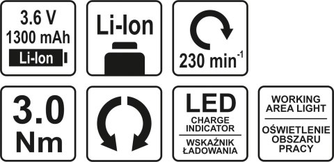 WKRĘTAK AKUMULATOROWY 3.6V 1.3 AH WKRĘTAK AKUMULATOROWY 3.6V 1.3 AH