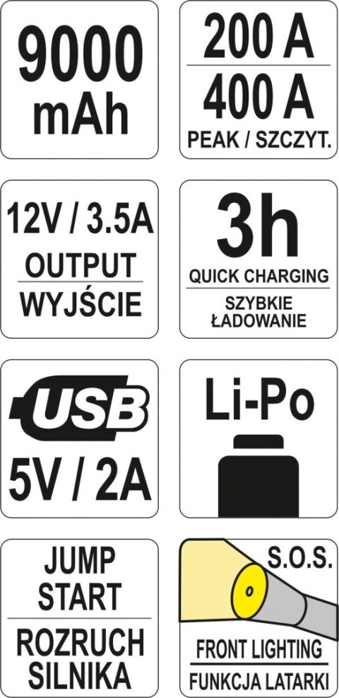URZĄDZENIE ROZRUCHOWE POWER BANK 9000MAH URZĄDZENIE ROZRUCHOWE POWER BANK 9000MAH