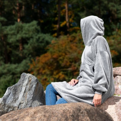 Bluzair Bluza Koc Hoodie Oversize Polska Jasnoszara Bluzair Bluza Koc Hoodie Oversize Polska Jasnoszara
