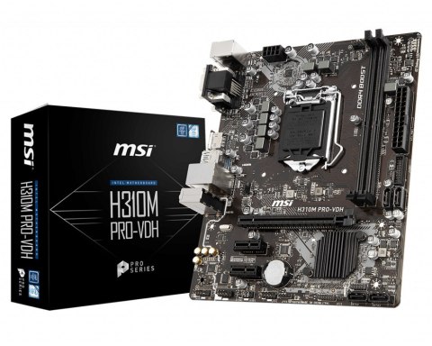 MSI H310M PRO-VDH Processor family Intel, Processor socket LGA1151, DDR4 DIMM, Memory slots 2, Supported hard disk drive interf