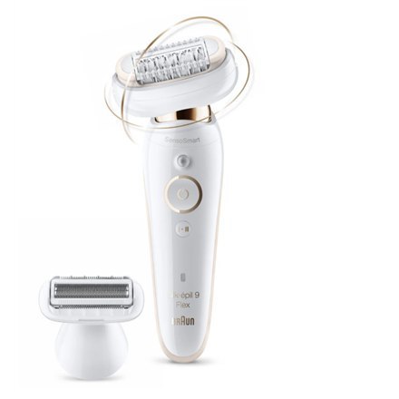 Braun Epilator Silk-epil 9 Flex SES9002 Operating time (max) 40 min, Number of power levels 2, Wet & Dry, White/Gold