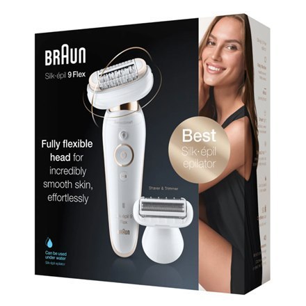Braun Epilator Silk-epil 9 Flex SES9002 Operating time (max) 40 min, Number of power levels 2, Wet & Dry, White/Gold