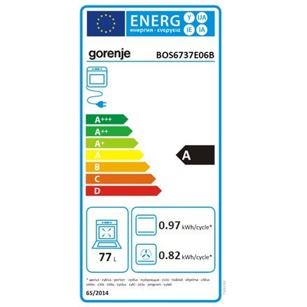 Gorenje Oven BOS6737E06B 77 L, Multisystem oven, EcoClean enamel, Mechanical controls, Steam function, Height 59.5 cm, Width 59. Gorenje Oven BOS6737E06B 77 L, Multisystem oven, EcoClean enamel, Mechanical controls, Steam function, Height 59.5 cm, Width 59.