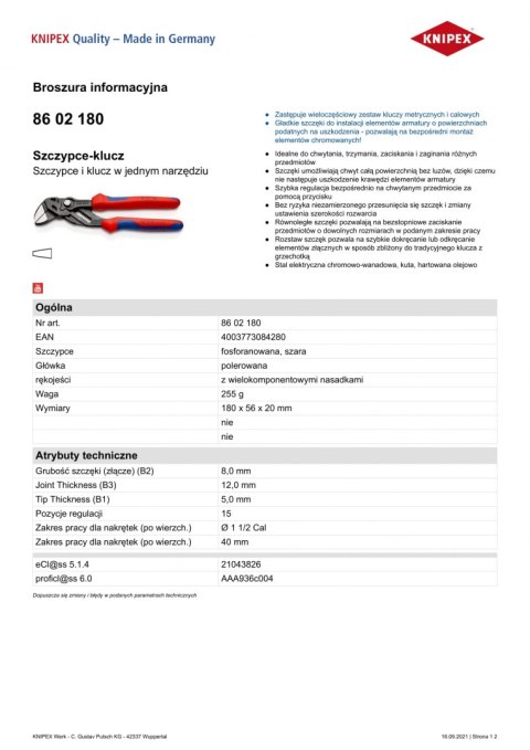 SZCZYPCE-KLUCZ 180MM SZCZYPCE-KLUCZ 180MM