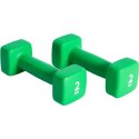 Pure2Improve P2I201400 Dumbbells, 2 pcs, 2 kg, Green, Neoprene