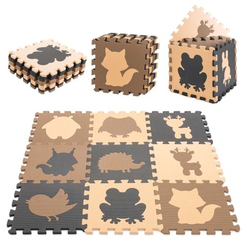 Puzzle piankowe mata dla dzieci 9el. beż-brąz-czarny 85cm x 85cm x 1cm Puzzle piankowe mata dla dzieci 9el. beż-brąz-czarny 85cm x 85cm x 1cm