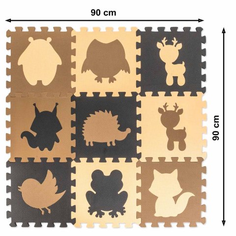 Puzzle piankowe mata dla dzieci 9el. beż-brąz-czarny 85cm x 85cm x 1cm Puzzle piankowe mata dla dzieci 9el. beż-brąz-czarny 85cm x 85cm x 1cm