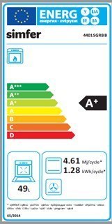 Simfer Cooker 4401SGRBB Hob type Gas, Oven type Gas, White, Width 50 cm, 49 L, Depth 55 cm, A+