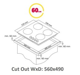 Simfer Hob H6 401 TGRSP Gas on glass, Number of burners/cooking zones 4, Mechanical, Black