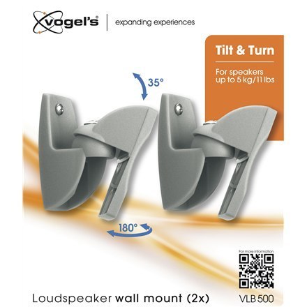 Vogels Loudspeaker Wall mount, VLB500 2 pcs., Turn, Tilt, Maximum weight (capacity) 5 kg, Black Vogels Loudspeaker Wall mount, VLB500 2 pcs., Turn, Tilt, Maximum weight (capacity) 5 kg, Black