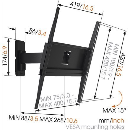 Vogels Wall mount, MA3030-A1, 32-65 ", Full motion, Maximum weight (capacity) 25 kg, VESA 100x400 mm, Black Vogels Wall mount, MA3030-A1, 32-65 ", Full motion, Maximum weight (capacity) 25 kg, VESA 100x400 mm, Black