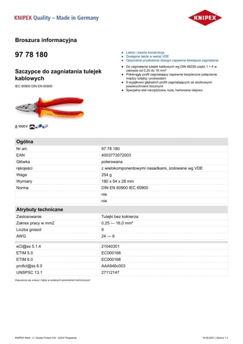 SZCZYPCE DO ZAGNIATANIA TULEJEK 180MM SZCZYPCE DO ZAGNIATANIA TULEJEK 180MM