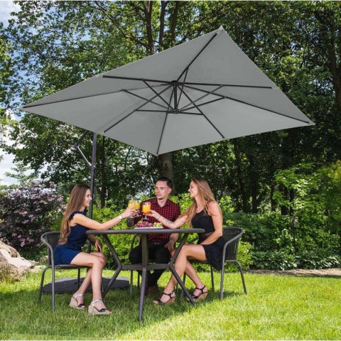 Parasol ogrodowy na wysięgniku kwadratowy 250 x 250 cm ciemnoszary Parasol ogrodowy na wysięgniku kwadratowy 250 x 250 cm ciemnoszary