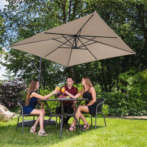 Parasol ogrodowy na wysięgniku kwadratowy 250 x 250 cm kremowy Parasol ogrodowy na wysięgniku kwadratowy 250 x 250 cm kremowy