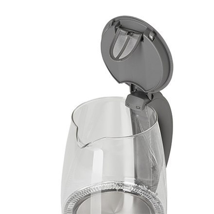 Adler Kettle AD 1286 Standard, 2200 W, 2 L, Plastic/ glass, Grey/ transparent, 360? rotational base