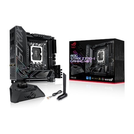 Asus ROG STRIX Z790-I GAMING WIFI Rodzina procesorów Intel, Gniazdo procesora LGA1700, Pamięć DDR5 DIMM, Gniazda pamięci 2, Obsł Asus ROG STRIX Z790-I GAMING WIFI Rodzina procesorów Intel, Gniazdo procesora LGA1700, Pamięć DDR5 DIMM, Gniazda pamięci 2, Obsł