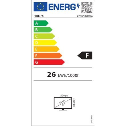 Philips Gaming Monitor 27M1N3200ZA/00 27 ", IPS, FHD, 1920 x 1080, 16:9, 4 ms, 250 cd/m², czarny, dźwięk, 165 Hz, ilość portów H Philips Gaming Monitor 27M1N3200ZA/00 27 ", IPS, FHD, 1920 x 1080, 16:9, 4 ms, 250 cd/m², czarny, dźwięk, 165 Hz, ilość portów H