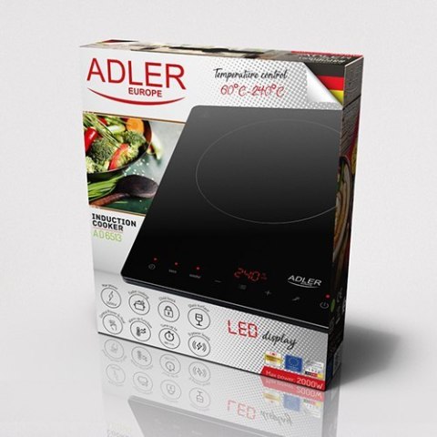 Adler Hob AD 6513 Liczba palników/strefy gotowania 1, wyświetlacz LCD, czarny, indukcja Adler Hob AD 6513 Liczba palników/strefy gotowania 1, wyświetlacz LCD, czarny, indukcja
