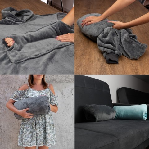 Bluzair Bluza Koc Hoodie Oversize Polska Szary 4w1 Bluzair Bluza Koc Hoodie Oversize Polska Szary 4w1