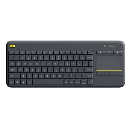 Logitech K400 Plus Klawiatura z gładzikiem, bezprzewodowa, NL, 380 g, port USB, czarna Logitech K400 Plus Klawiatura z gładzikiem, bezprzewodowa, NL, 380 g, port USB, czarna