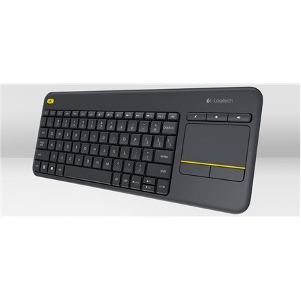 Logitech K400 Plus Klawiatura z gładzikiem, bezprzewodowa, NL, 380 g, port USB, czarna Logitech K400 Plus Klawiatura z gładzikiem, bezprzewodowa, NL, 380 g, port USB, czarna