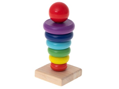 Piramida piramidka drewniana wieża sorter tęczowa 13cm Piramida piramidka drewniana wieża sorter tęczowa 13cm