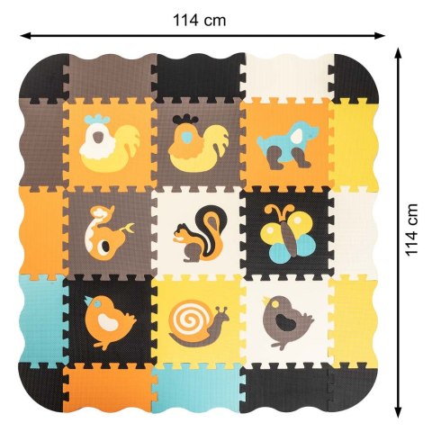 Puzzle piankowe mata / kojec dla dzieci 25el. kolorowe zwierzątka 114cm x 114cm x 1cm Puzzle piankowe mata / kojec dla dzieci 25el. kolorowe zwierzątka 114cm x 114cm x 1cm