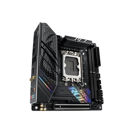 Asus ROG STRIX B760-I GAMING WIFI Rodzina procesorów Intel, Gniazdo procesora LGA1700, DDR5 DIMM, Gniazda pamięci 2, Obsługiwane Asus ROG STRIX B760-I GAMING WIFI Rodzina procesorów Intel, Gniazdo procesora LGA1700, DDR5 DIMM, Gniazda pamięci 2, Obsługiwane